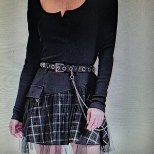 Women Gothic Mini Plaid Skirt Kisidoo